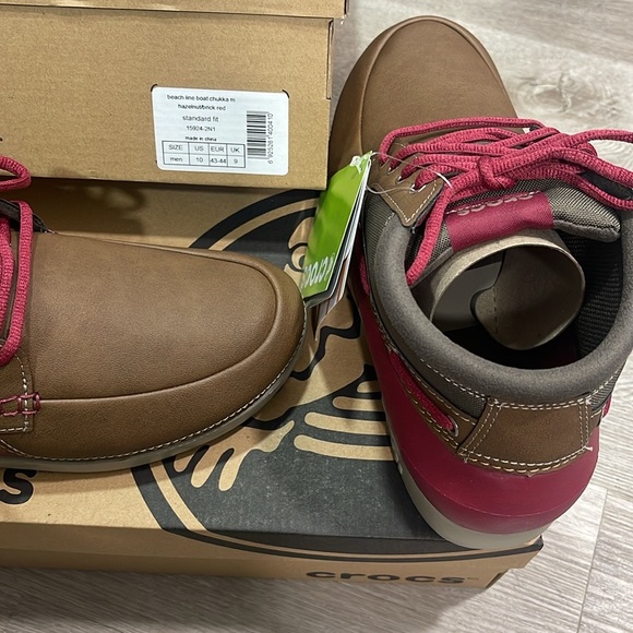Crocs Beach line Boat Chukka Hazelnut Brick Red Men’s Shoes NEW - Picture 12 of 14